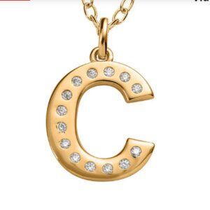 Moissanite Initial C Pendant with Cable Chain